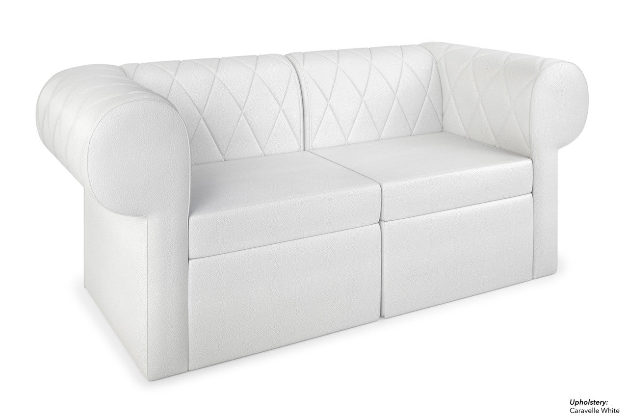 The Venice Modular Lounge Diamond Button Tufted Loveseat with Rounded Arms