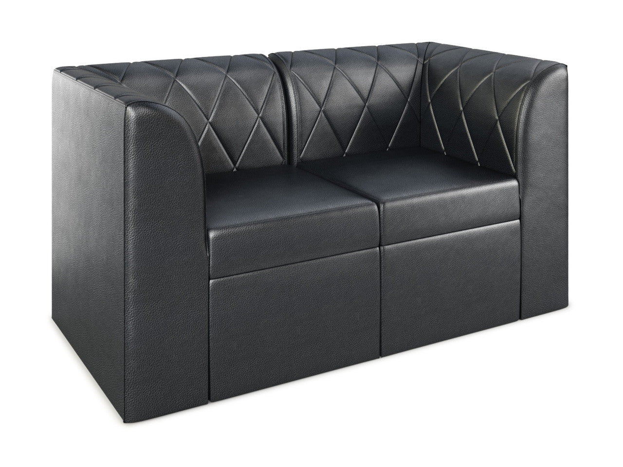 The Venice Diamond-Button Tufted Modular Lounge Loveseat with Straight Arms