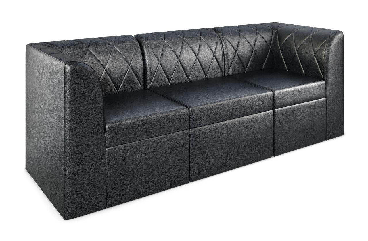 Sofá modular Venice con capitoné de diamantes y brazos rectos