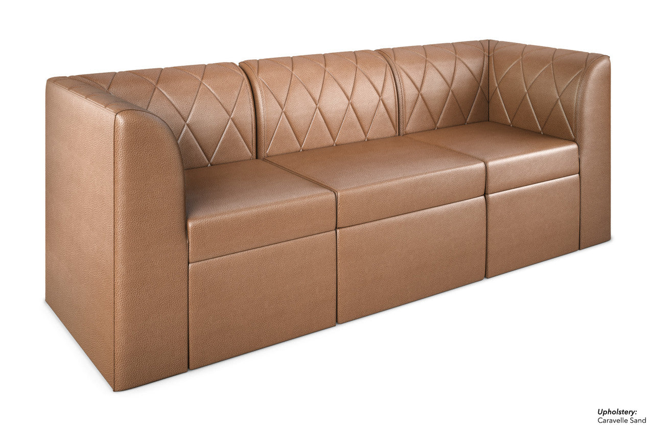 Sofá modular Venice con capitoné de diamantes y brazos rectos