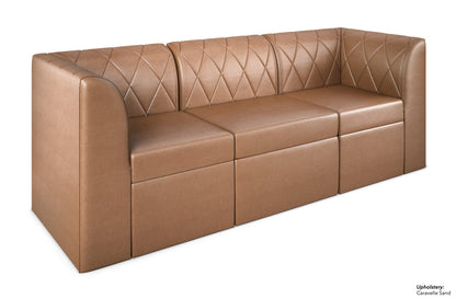 Sofá modular Venice con capitoné de diamantes y brazos rectos