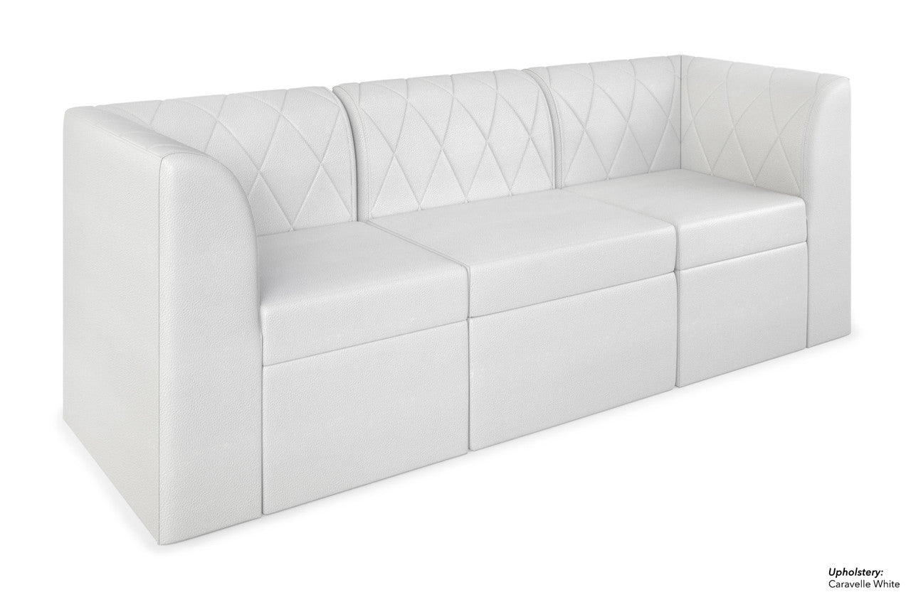 Sofá modular Venice con capitoné de diamantes y brazos rectos