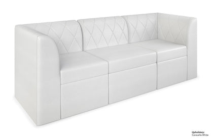 Sofá modular Venice con capitoné de diamantes y brazos rectos