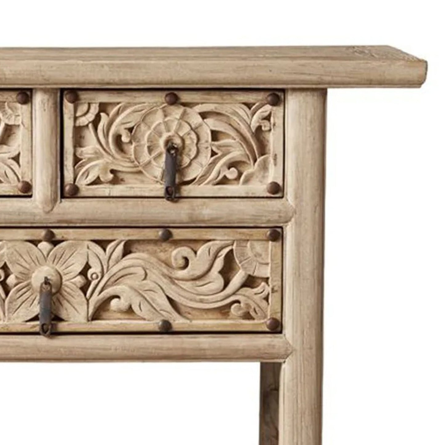 Mesa de recibidor de madera maciza tallada a mano de Rasruman