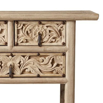 Mesa de recibidor de madera maciza tallada a mano de Rasruman