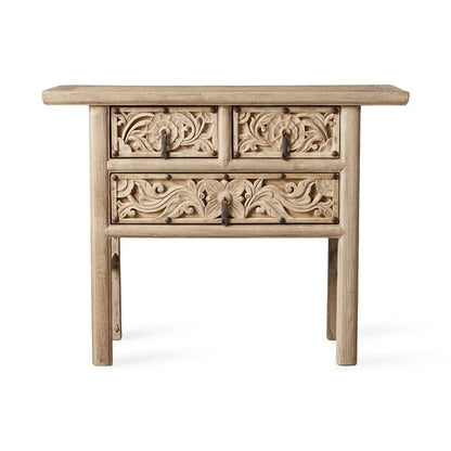Mesa de recibidor de madera maciza tallada a mano de Rasruman