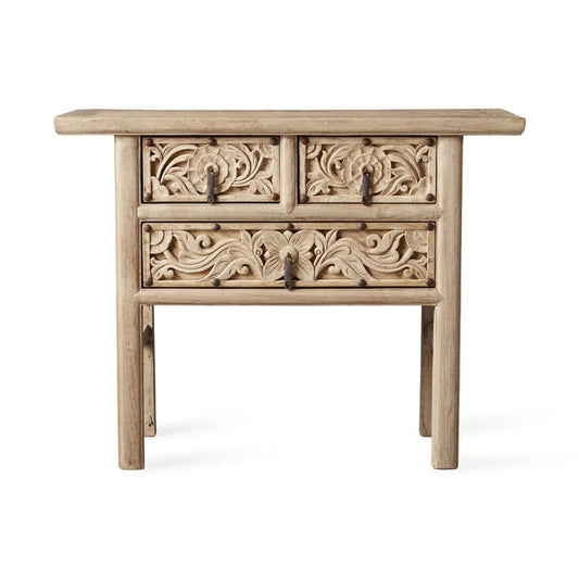 Mesa de recibidor de madera maciza tallada a mano de Rasruman