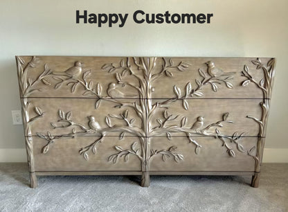 Hand Carved Ornithology Six-Drawer Dresser