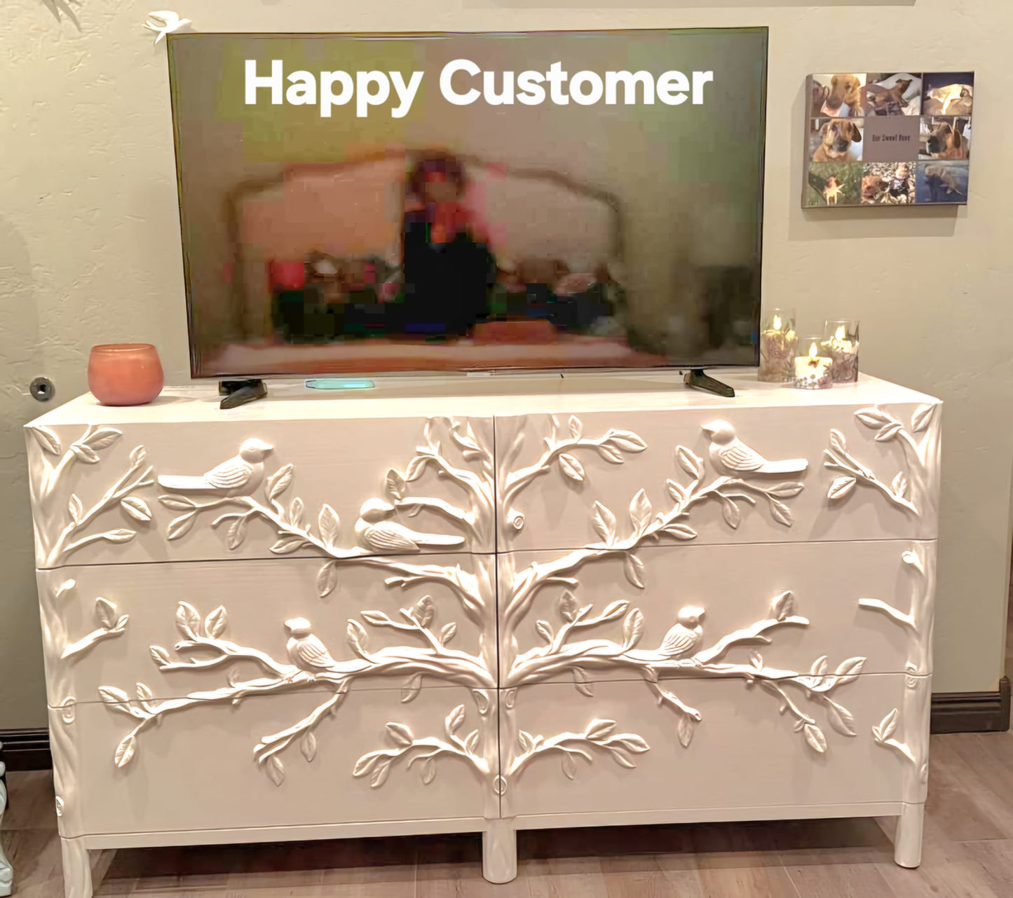 Hand Carved Ornithology Six-Drawer Dresser