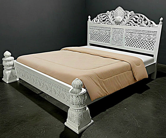 Juffair Hand Carved Solid Wood Platform Bed
