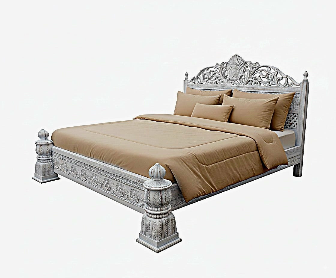 Juffair Hand Carved Solid Wood Platform Bed