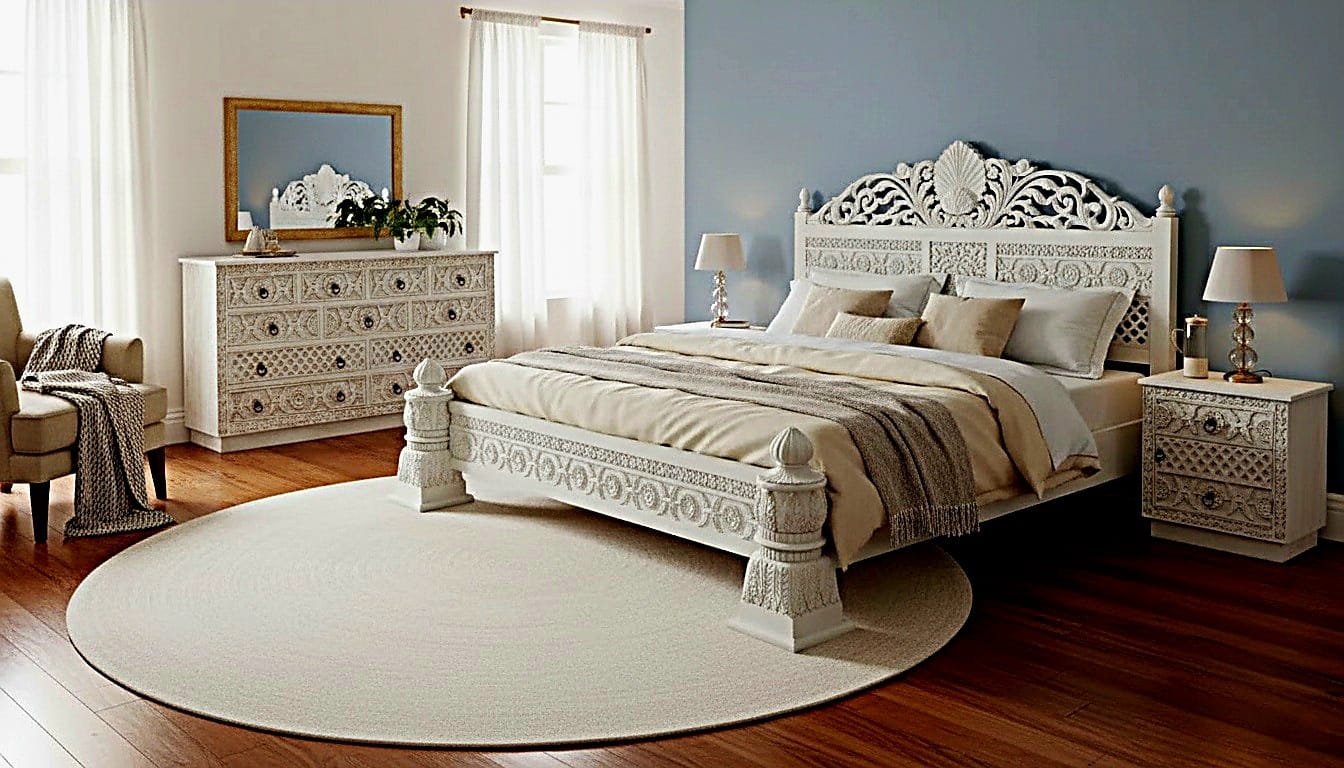 Juffair Hand Carved Solid Wood Platform Bed