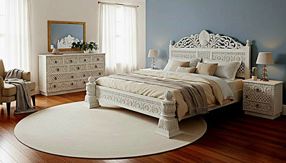 Juffair Hand Carved Solid Wood Platform Bed