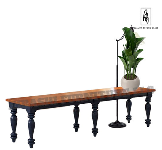 RECTO Blue Two-Tone Solid Wood Large Bench