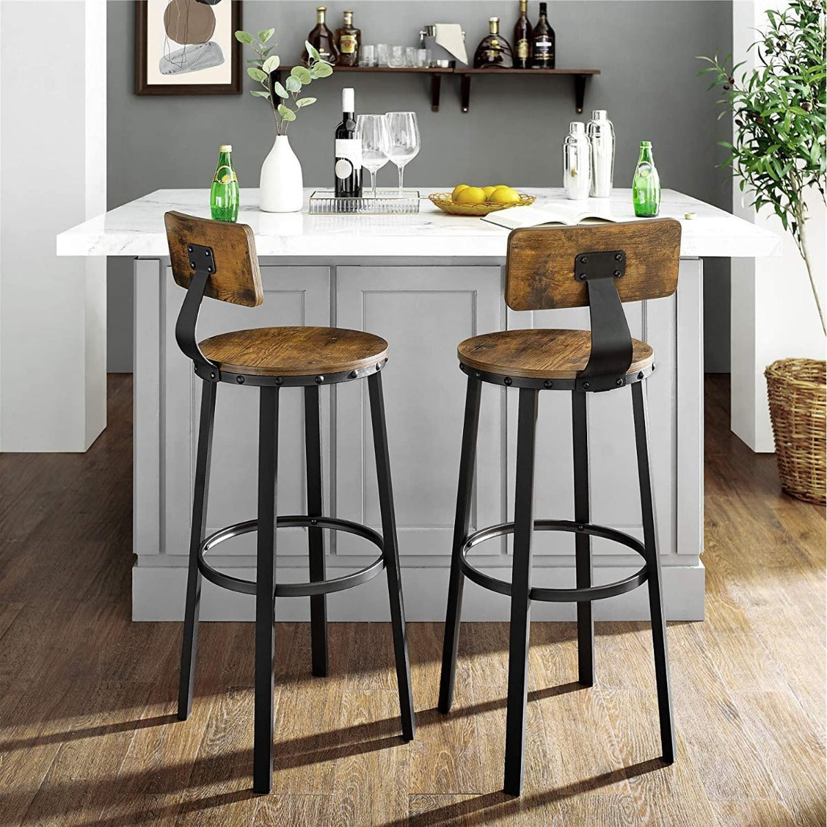 Abra Bar chairs with Footrest - Bar Stool Industrial - Industrial - Stable