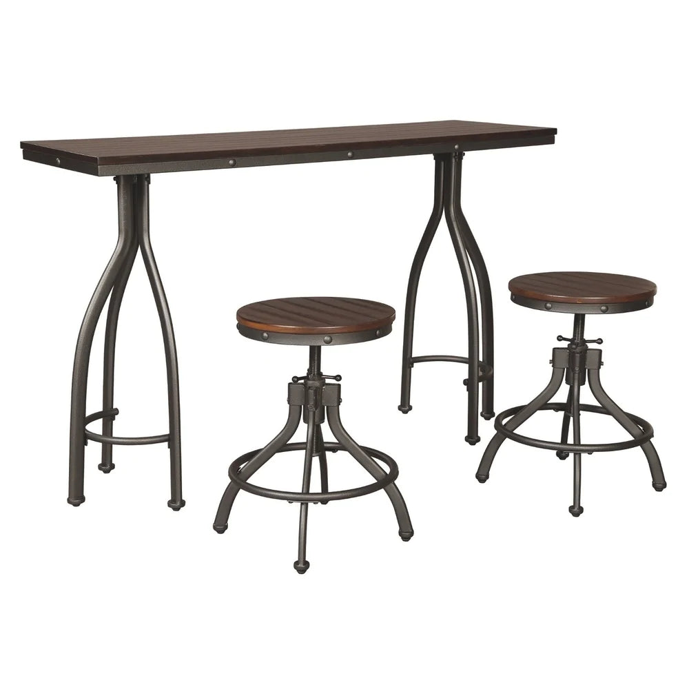 Conjunto de mesa y taburete de bar de 3 piezas de altura de mostrador BANI