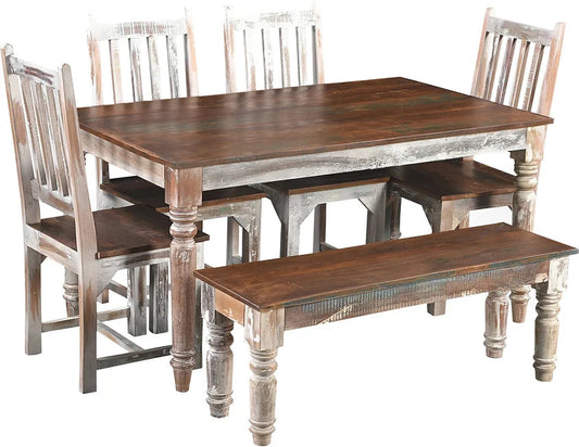 Vintage Farmhouse 6-Piece Distressed Wood Dining Set