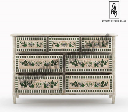 HALINA Handpainted Mango Wood 7 Drawer Bedroom Dresser
