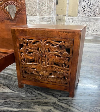 Hand Carved Indian Shajahan Bed Frame Indian Bed bedside