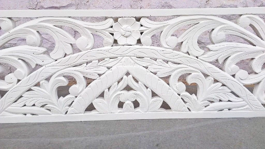 Amani Hand Carved Indian Solid wooden bed frame White