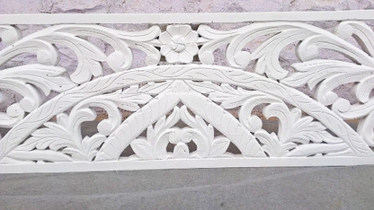 Amani Hand Carved Indian Solid wooden bed frame White