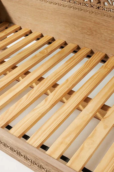 Hand Carved Canopy Style Solid Wooden Daybed / Out Door Seating/ Hand Made Daybed