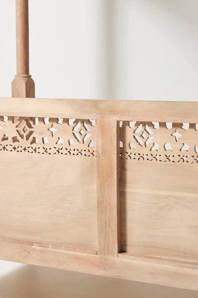 Hand Carved Canopy Style Solid Wooden Daybed / Out Door Seating/ Hand Made Daybed