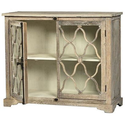 French Arched Carved Glass Door Sideboard Whitewash