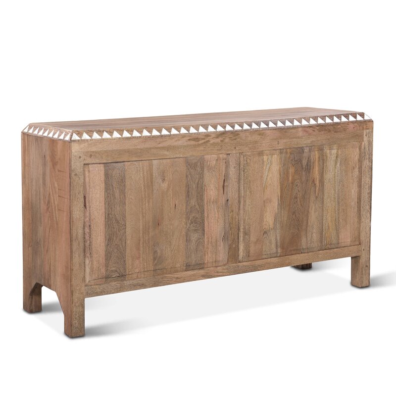 Mughal Garden Geometrical Hand Carved Natural 6 Drawers 2 Tone Dresser