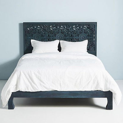 Dynasty Low Line Hand Carved Indian Wooden Bed Frame