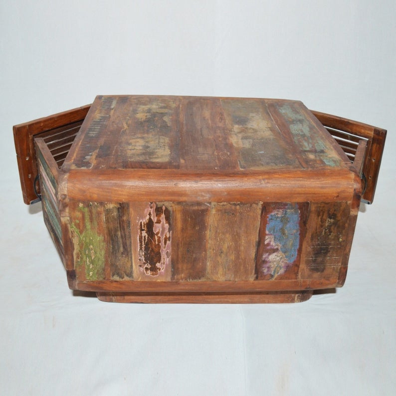 Salvage Reclaimed Timber Wooden 4 Doors Coffee Table / Center Table