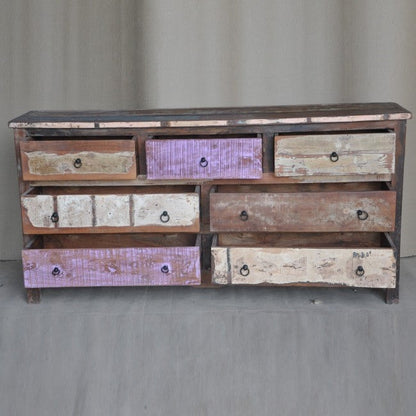 Rustica Reclaimed Wood 7 Drawer Chest of Drawers Multicolor