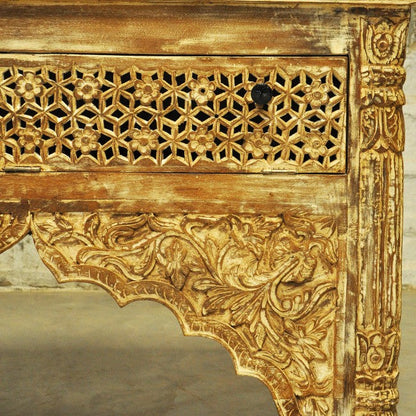 Mesa de recibidor tallada estilo Mehrab con un cajón
