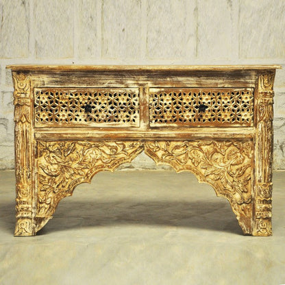 Mesa de recibidor tallada estilo Mehrab con cajones