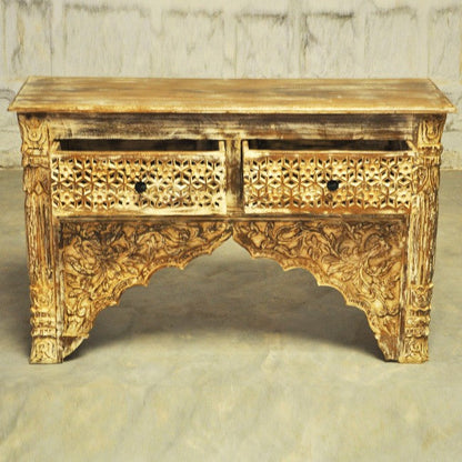 Mesa de recibidor tallada estilo Mehrab con cajones