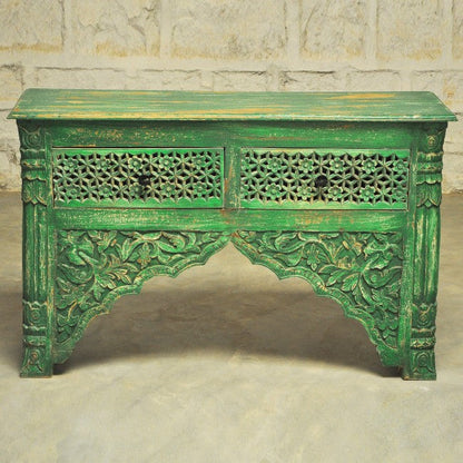 Mesa de recibidor tallada estilo Mehrab con cajones