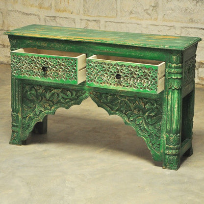 Mesa de recibidor tallada estilo Mehrab con cajones