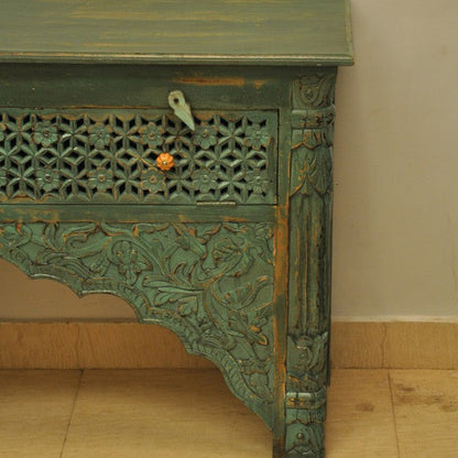 Mesa de recibidor tallada estilo Mehrab con un cajón