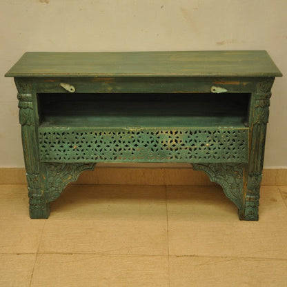 Mesa de recibidor tallada estilo Mehrab con un cajón