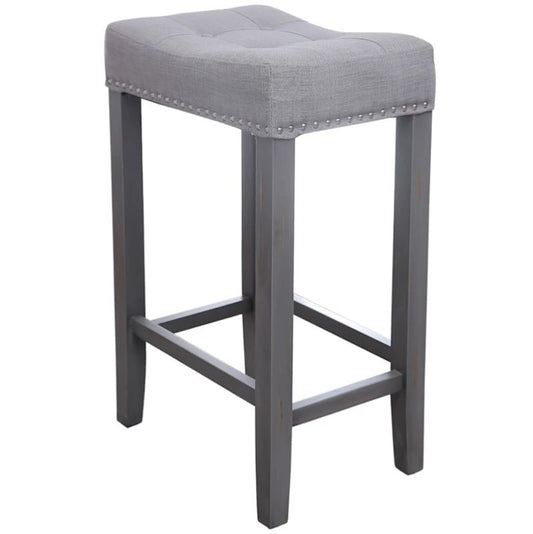 Taburete de madera sin respaldo HAINA con asiento tapizado