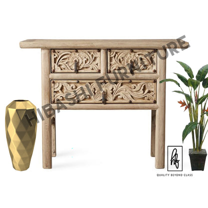 Mesa de recibidor de madera maciza tallada a mano de Rasruman
