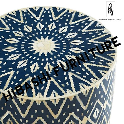 Bone Inlay Drum End & Side Tables - Diamond, Large