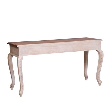 French Reclaimed Wood Hand Carved Floral Hall Table