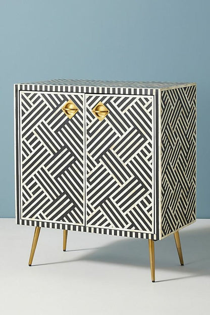 Zallaq Optical Bone Inlay Cabinet in Black