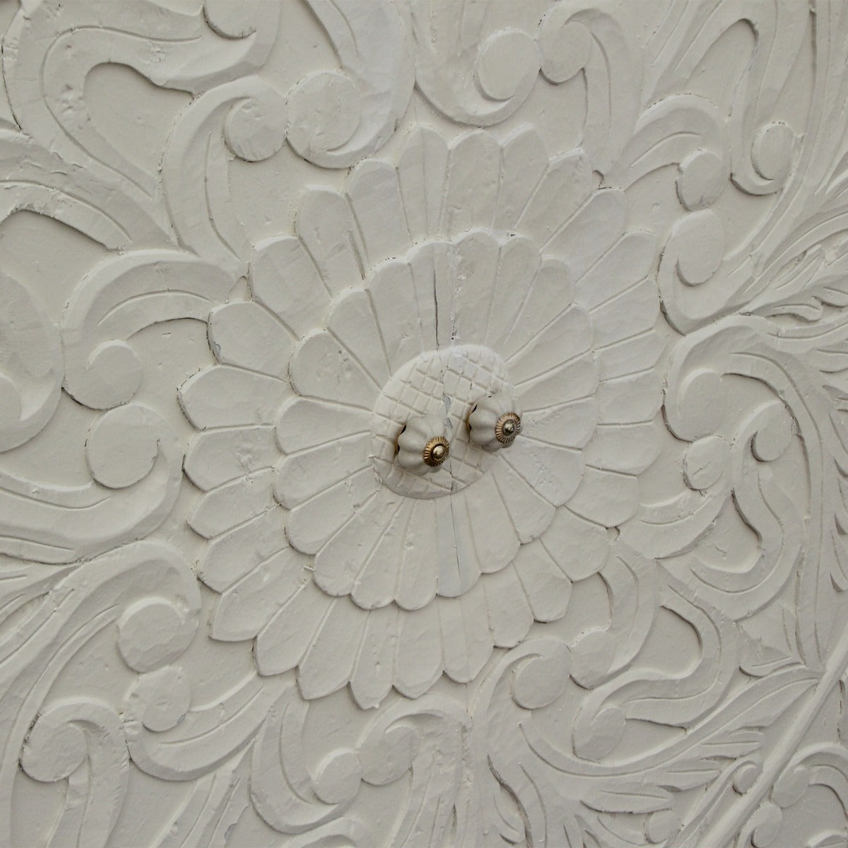 Armario de madera maciza con diseño floral tallado a mano de la India
