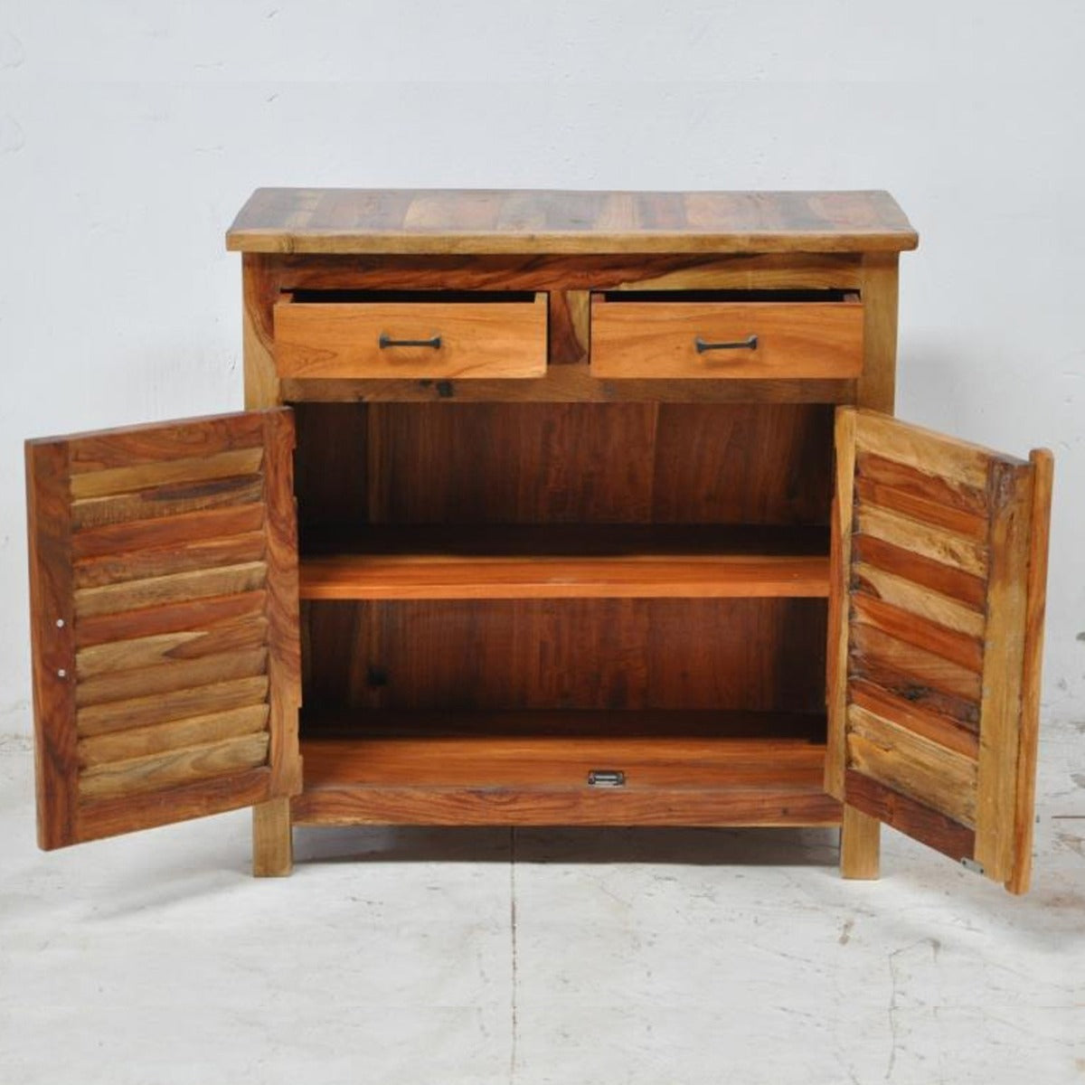 Shutter Sideboard Cabinet Of 2 Drawers Natural 100-90-40