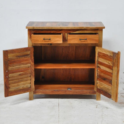 Shutter Sideboard Cabinet Of 2 Drawers Natural 100-90-40