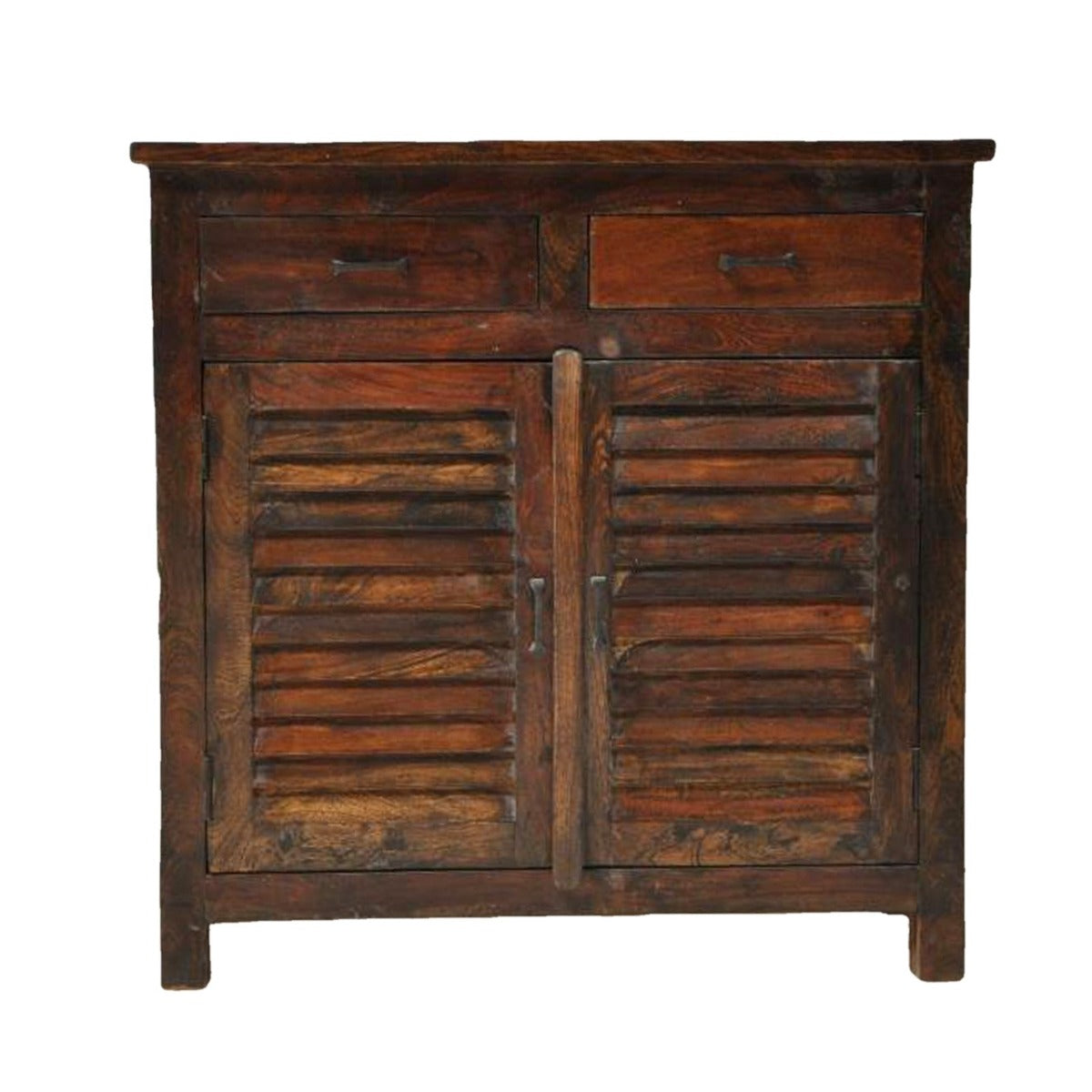 SHUTTER SIDEBOARD CABINET OF 2 DRAWERS-Chocolate-110-100-40