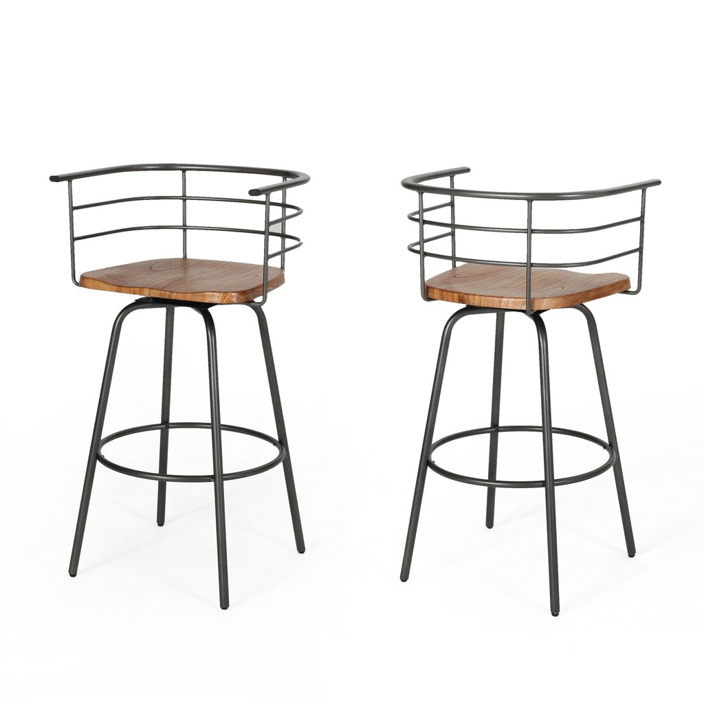 Taburete giratorio Bacolod con asiento de madera de caucho