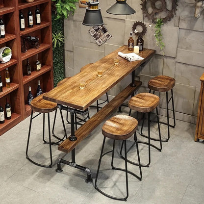 Banga Retro Rectangular Bar Table Natural Industrial Pub Table